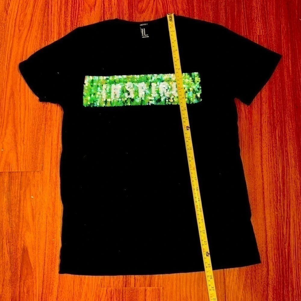 Forever 21 inspire sequence tee short sleeve t-shirt in black size M - Picture 4 of 5